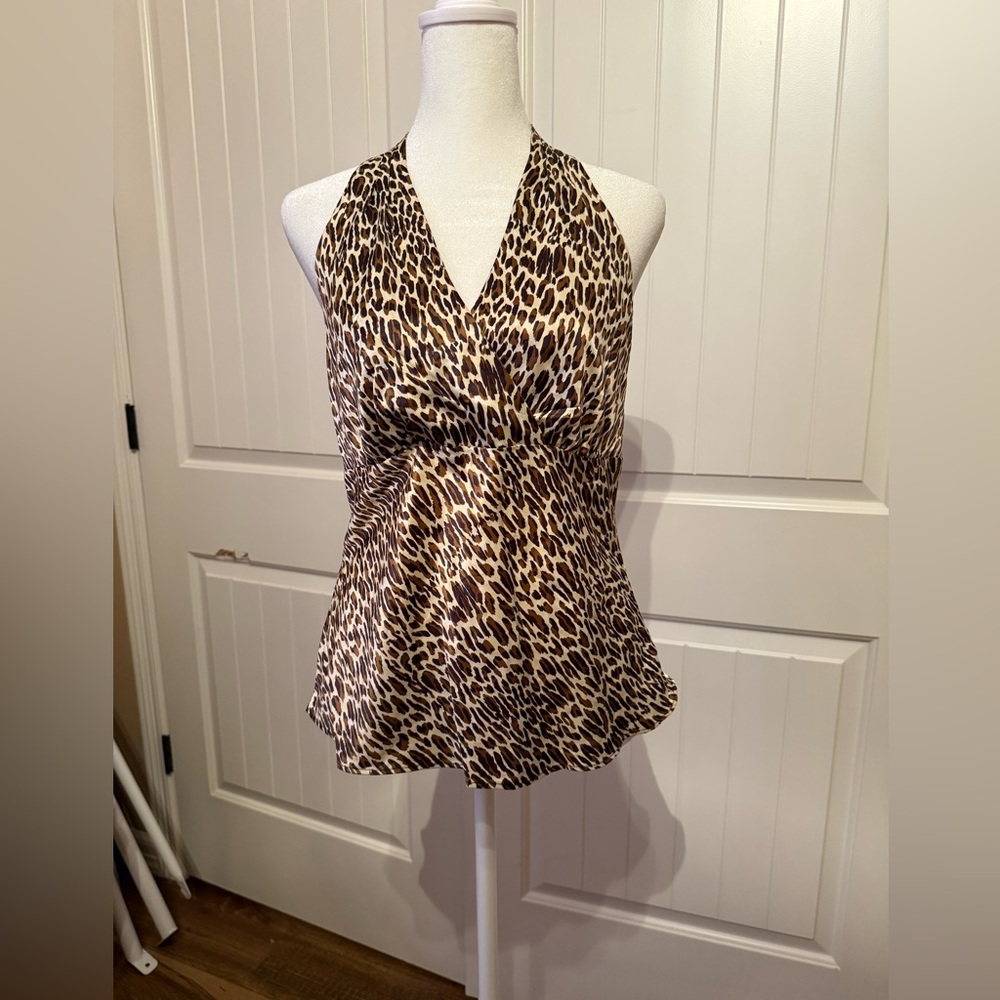 Worthington cheetah print halter top